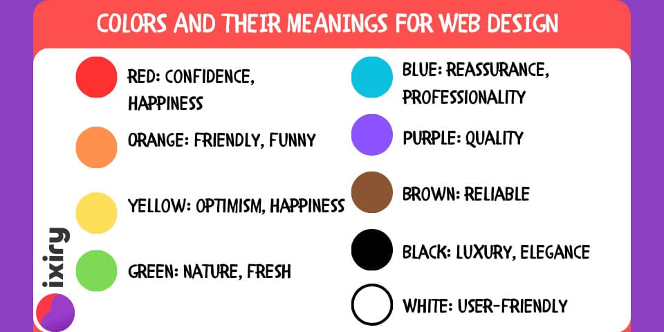 colors and their meanings for web design