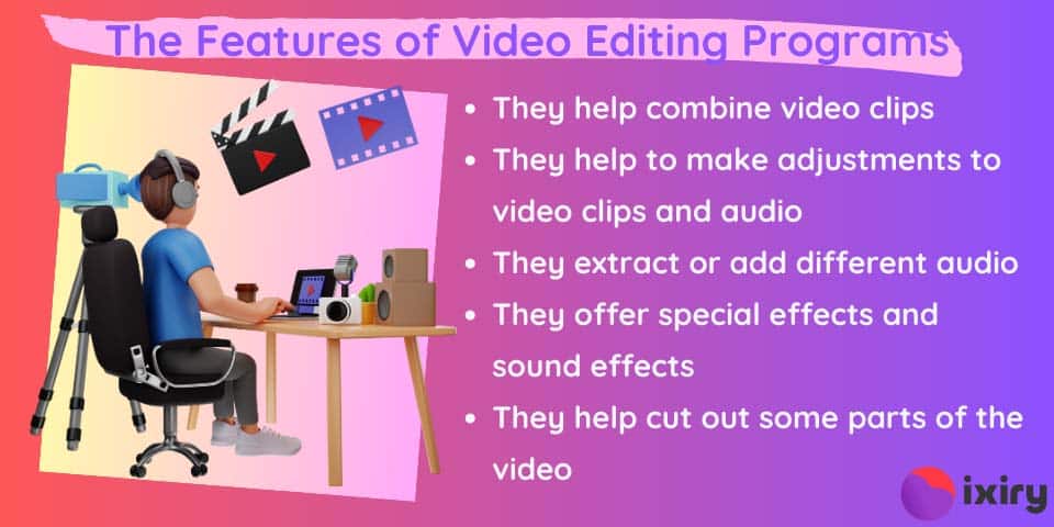 the features of video editing programs