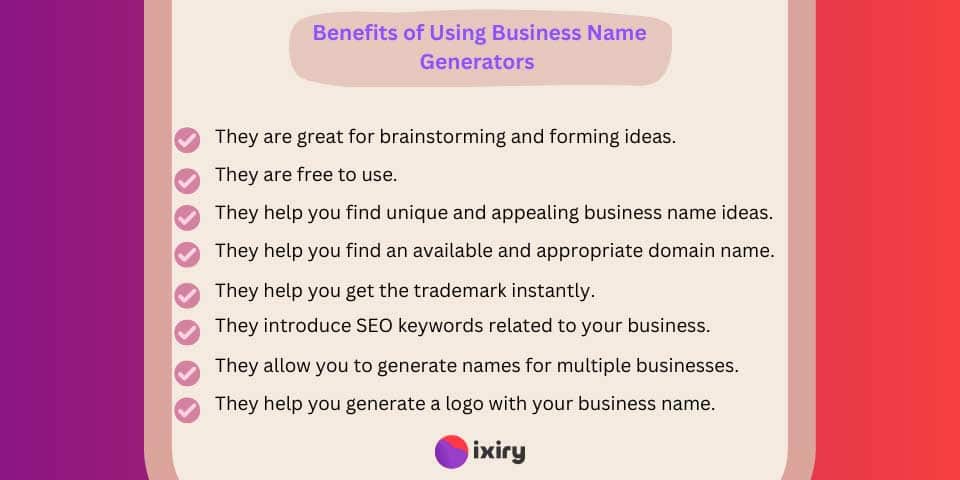 benefits of using free business name generator