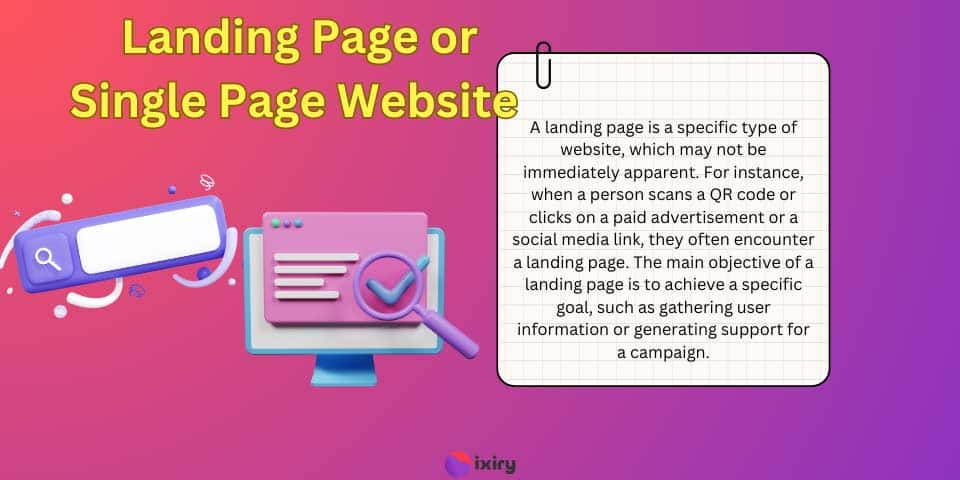 landing page or single page websites